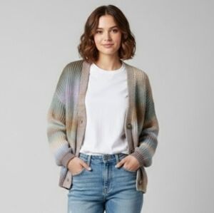 NEW! Jolt Multicolor Gradient Women's Cardigan sz Large NWT